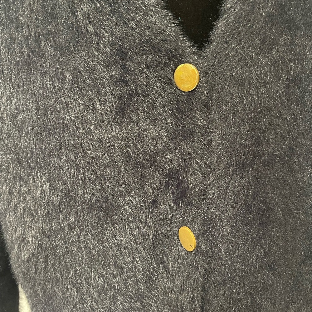 Ava & Viv black furry cardigan with gold buttons - Picture 2 of 7